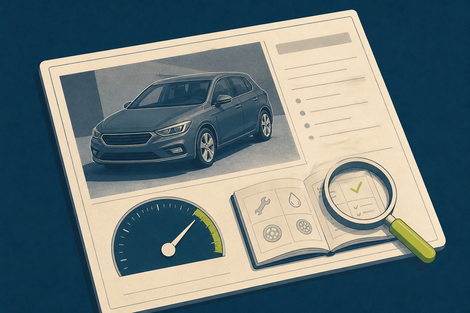 Illustrazione di un annuncio di auto usata da verificare