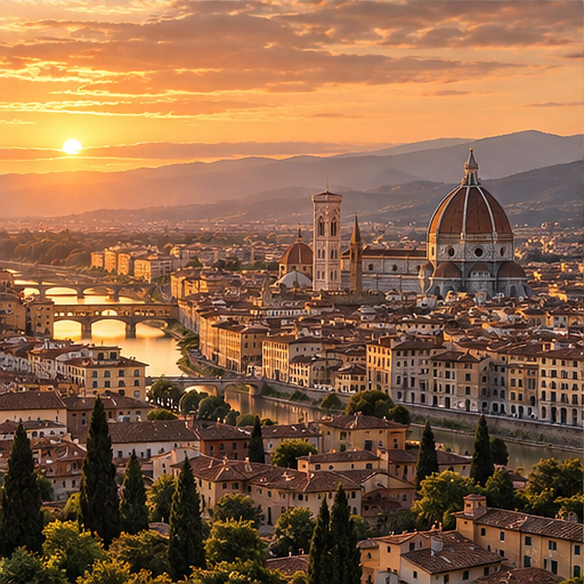 Firenze al tramonto vista dall'alto